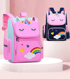 Kid Girl Pink Purple Rainbow Schoolbag Cute Cartoon Backpack Student Book Bag