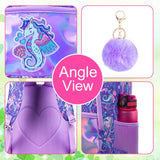 3Pcs Kid Girl Seahorse Backpacks Set School Bookbag