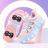 Kid Girl Boy Luminous Glowing Sneakers Led Light Roller Skate Shoes