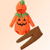 Infant Baby Girl Boy Halloween Party Pumpkin Hooded 3 Pcs Set