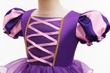 Girls Halloween Costume Puff Sleeve Ruffled Tiered Tulle Dress+Witch Hat+Pumpkin Candy Bag Trick or Treat Party Kid Outfit 3pcs