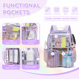 Kid Girl Clear PVC Backpack Heavy Duty Transparent Bookbag