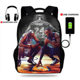 Kid Basketball Super Star Print Laptop Backpack School Bag