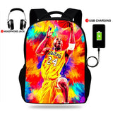 Kid Basketball Super Star Print Laptop Backpack School Bag