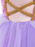 Baby Girls Deluxe Elegant Rapunzal Princess Dress Cosplay Costume Kids Halloween Birthday Party Vestido Purple Puffy Dresses