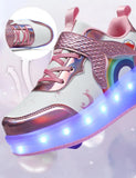 Kid Girl LED Light Up Glowing Sneakers Skates Shoes