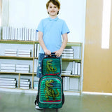 3 Pcs Boys Rolling Backpack Cool 3D Dinosaur Roller Wheels Kids Bookbag