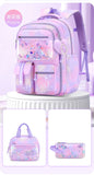 Kid Girl Fashion Love Pendant 3-Piece Set Butterfly Backpack Schoolbags