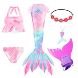 Kid Girls Mermaid Costume Swimsuit Mermaid Tail Swimwear 6 Pcs/SET