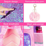 3PCS Kids Cat Backpack Sequin Pink School Bookbag
