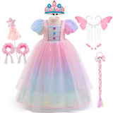 2-10T Kid Girls Halloween Fantasy Party Princess Rainbow Unicorn Dresses