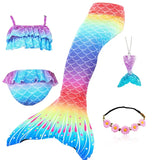 10 Pcs/set Kid Girl Swimming Mermaid Tail Girls Halloween Costume Cosplay Swimsuit