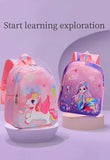 Kindergarten Girl Backpack Cartoon Cute Unicorn Mermaid Print Schoolbag