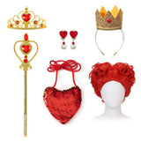 3-10Y Kid Girls Red Heart Princess Puff Sleeve Splicing Puffy Birthday Party Halloween Dresses
