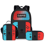 Kid Boy 3D Cartoon Game Console Design Three Piece Set Backpacks Schoolbags