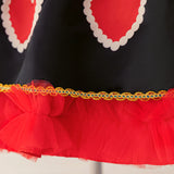 3-10Y Kid Girls Red Heart Princess Puff Sleeve Splicing Puffy Birthday Party Halloween Dresses