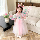 Kids Unicorn Costume LED Light Up Dress Sparkly Sequin Tulle Gown for Girls Fancy Dress for Wedding Guest Pageant Carnival