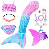 10 Pcs/set Kid Girl Swimming Mermaid Tail Girls Halloween Costume Cosplay Swimsuit