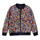 2-16Y Kid Girls Sequin Jacket Glitter Shiny Zip Up Coat Outwear