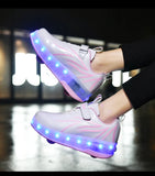 Kid Girl Boys Led Light Roller USB Charging Skate Shoes