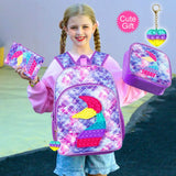 3 Pcs Kid Girl Mermaid Cute Bookbag School Backpacks