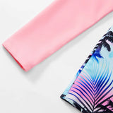 Girls Two Piece Swimwear Long Sleeve Rash Guard Shirts Quick-Dry Bathing Suit Summer Beach Wear