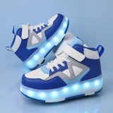 Kid Boy Girl 4 Wheels Luminous Glowing Sneakers Led Light Roller Skate Shoes