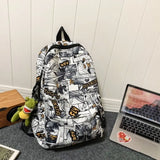 Nylon Graffiti School Bag Lightweight Large Capacity Backpack