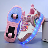 Kid Girl LED Light Up Glowing Sneakers Skates Shoes