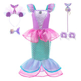 Kid Girl Party Fishtail Mermaid Princess Dresses Cosplay Halloween Merman Dress