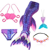 10 Pcs/set Kid Girl Swimming Mermaid Tail Girls Halloween Costume Cosplay Swimsuit