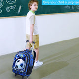 3PCS Kid Boys Rolling Backpack Soccer Roller School Bookbag