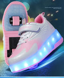 Kids USB Recharge Light Up  LED Skates Roller Shoes