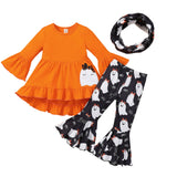 1-6Y Toddler Girl Halloween Clothes Long Sleeve Tops Cartoon Ghost Spider