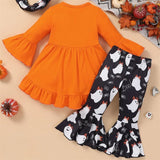 1-6Y Toddler Girl Halloween Clothes Long Sleeve Tops Cartoon Ghost Spider