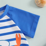 Boys Ocean Adventure Rash Guard Swim Set Tropical Fish Print Short Sleeve T-shirt