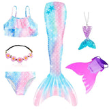 Girls Swimming Mermaid Tail Costume Cosplay Swimsuit Swimwear  5pcs/set