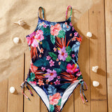 Family Matching Tropical Floral Print Swimwear One-Piece Swimsuits