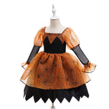 Spider Web Halloween Cosplay Costume for Girls Carnival Christmas Long Sleeve Party Birthday Prom Dresses Girl Children Clothing