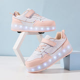 Kid Boy Girl Roller Skate Flashing Light 4 Wheel Roller Shoes