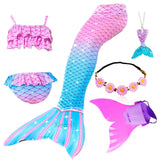 10 Pcs/set Kid Girl Swimming Mermaid Tail Girls Halloween Costume Cosplay Swimsuit