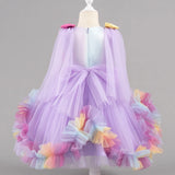 1-6Y Kid Baby Girl Birthday Party Wedding Sleeveless Butterfly Mesh Fluffy Princess Dresses