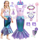 Kid Girl Mermaid Ariel Cosplay Halloween Princess Party Carnival Fancy Dress