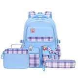 3pcs/set Kid Cute Plaid Bowknot School Backpack Bookbag