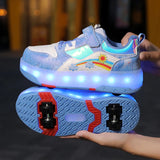 Children's Sneakers Roller Shoes With 4 Wheel Outdoor Parkour Skates Dual-Use Kids Girls Boys Roller Skates Glowing LED Light