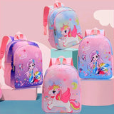 Kindergarten Girl Backpack Cartoon Cute Unicorn Mermaid Print Schoolbag