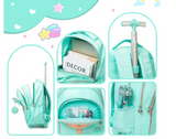 3 pcs/Set Kid Travel Mermaid Trolley Rolling Backpack Wheeled Trolley School Bag