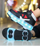 Kid Boy Girl 4 Wheels Luminous Glowing Sneakers Led Light Roller Skate Shoes