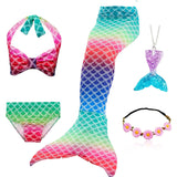 Kid Girl Fancy Mermaid Tail Swimming Costume  Swimwear 5 Pcs/Set