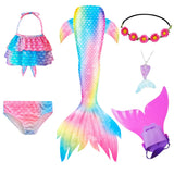Kid Girls Mermaid Tail Swimsuit Little Mermaid Costume Cosplay 6Pcs/set